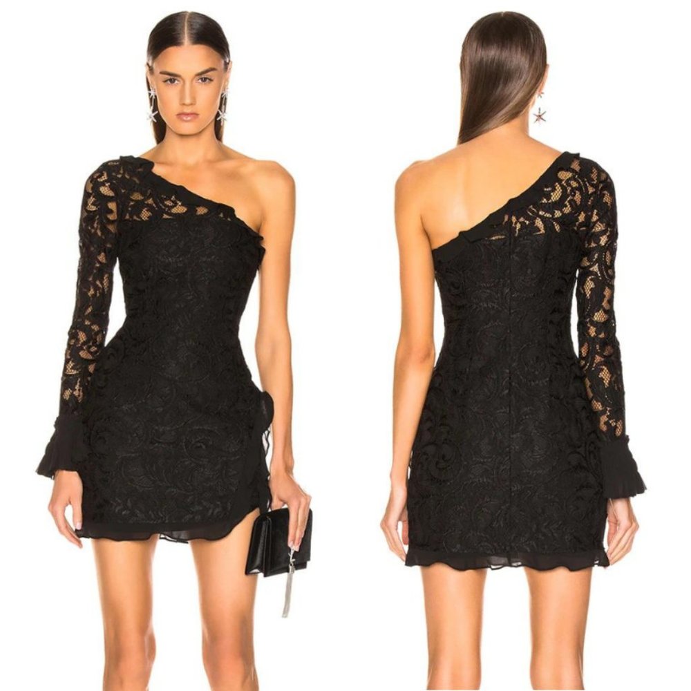 NWT Alexis Tansy One Shoulder Floral Lace Mini Dress - Size Large